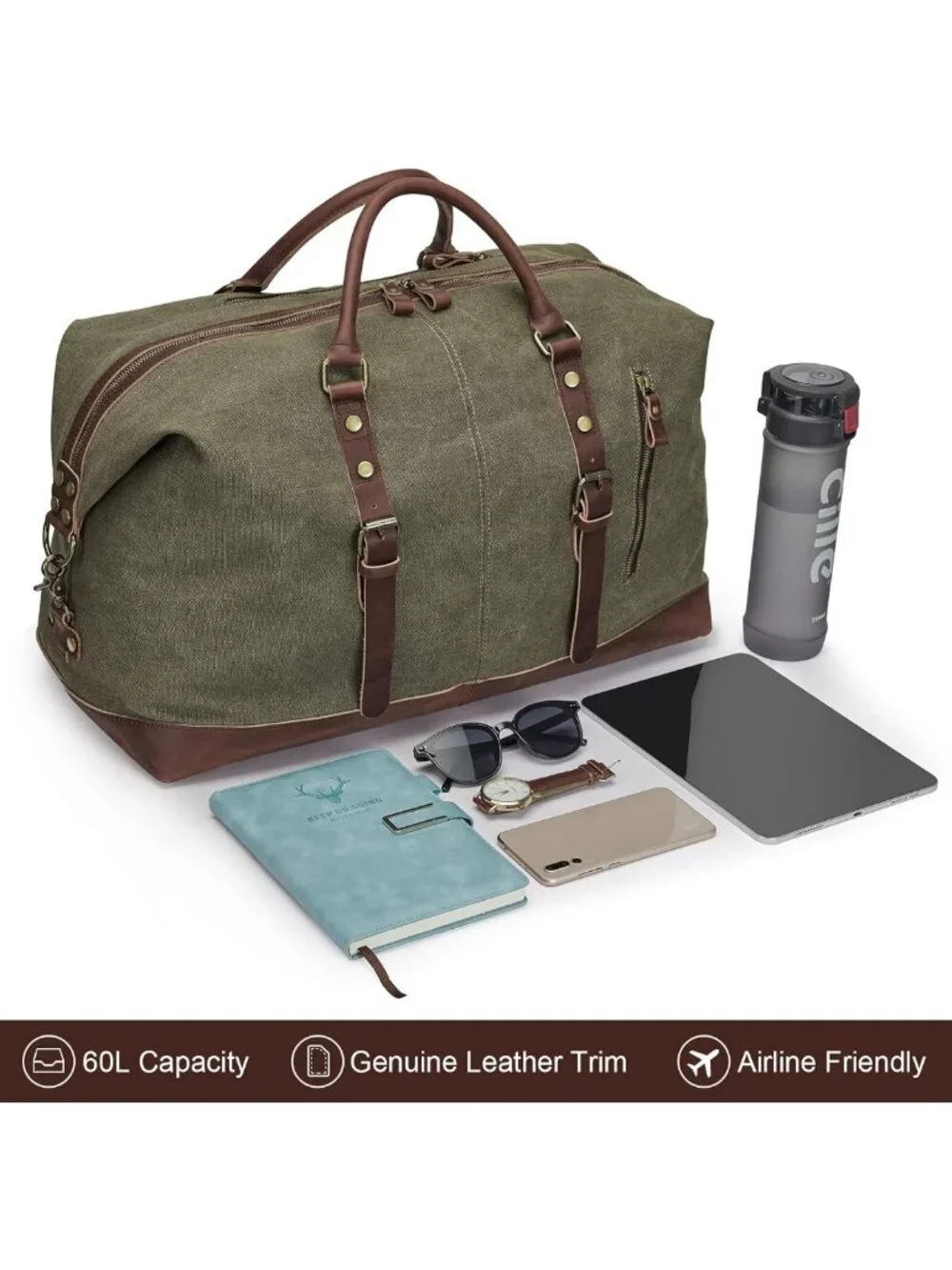 Travel Canvas Duffle Bag - Stylish Weekender Carry-On for Men & Women, Versatile
